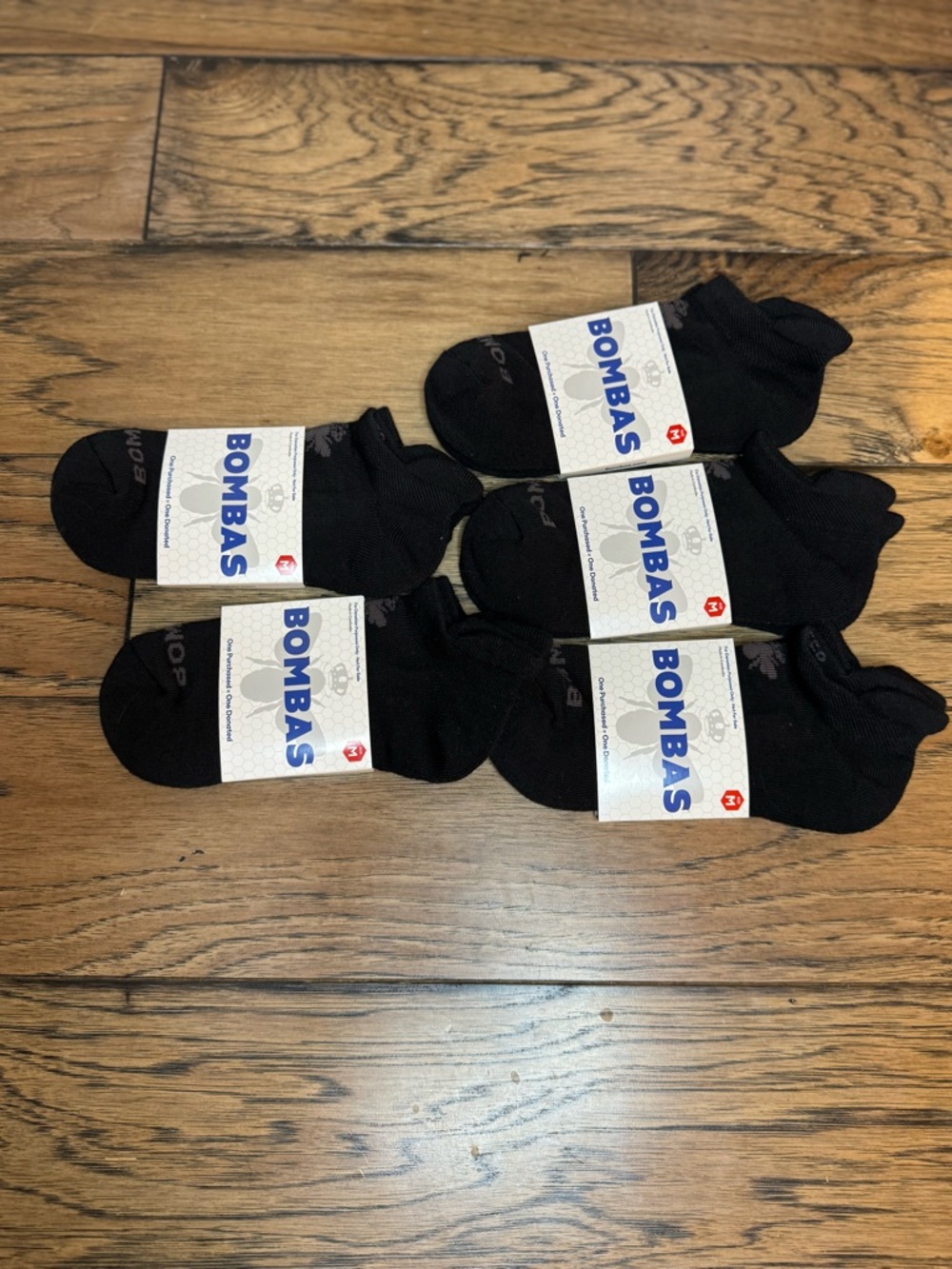 Bombas Black Ankle Socks 5-Pack NWT size M